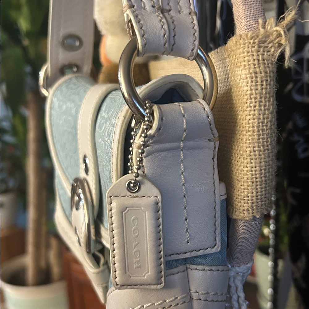 Coach Vintage Soho Y2K Blue-White Shoulder bag. - Picture 4 of 14